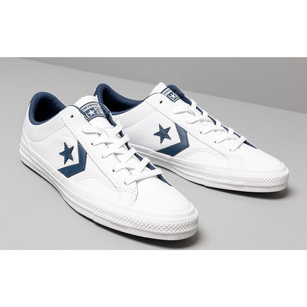 Converse Chuck Star Player OX White Navy Men's Leather Shoes Size 12